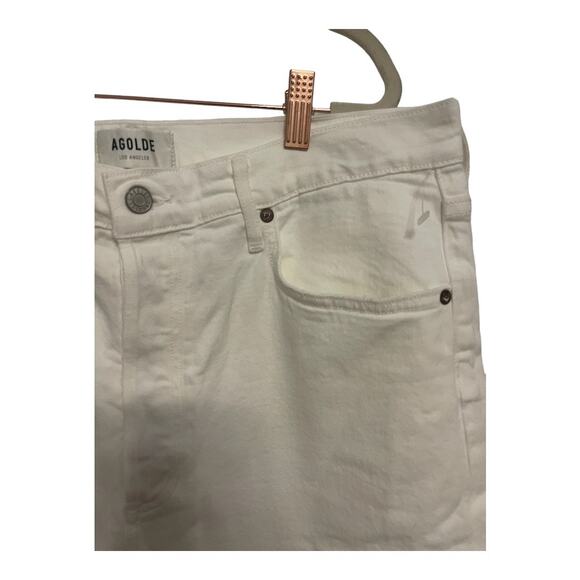 Agolde Riley High Rise Straight Leg Cropped Jeans Stretch Denim White Size 32 - Picture 8 of 16